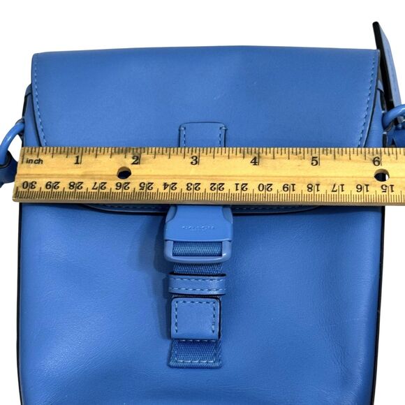 Coach Blue Crossbody Bag Leather Flap Messenger Modern Urban Adjustable Strap - Picture 9 of 11